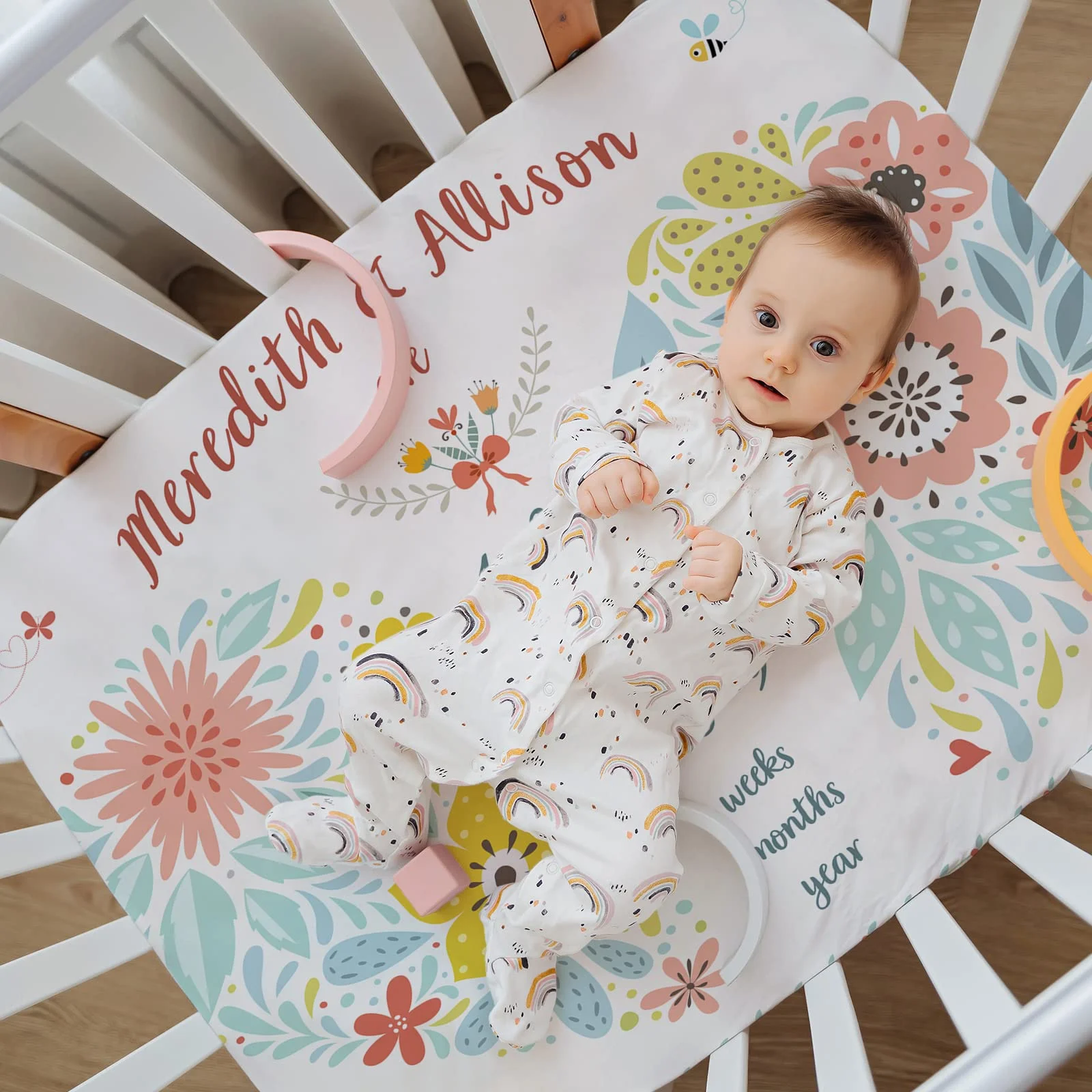 VIKAMA Zwillinge Baby Meilenstein Monatliche Fotografie-Hintergrunddecke Baby-Shower Erinnerungsgeschenk