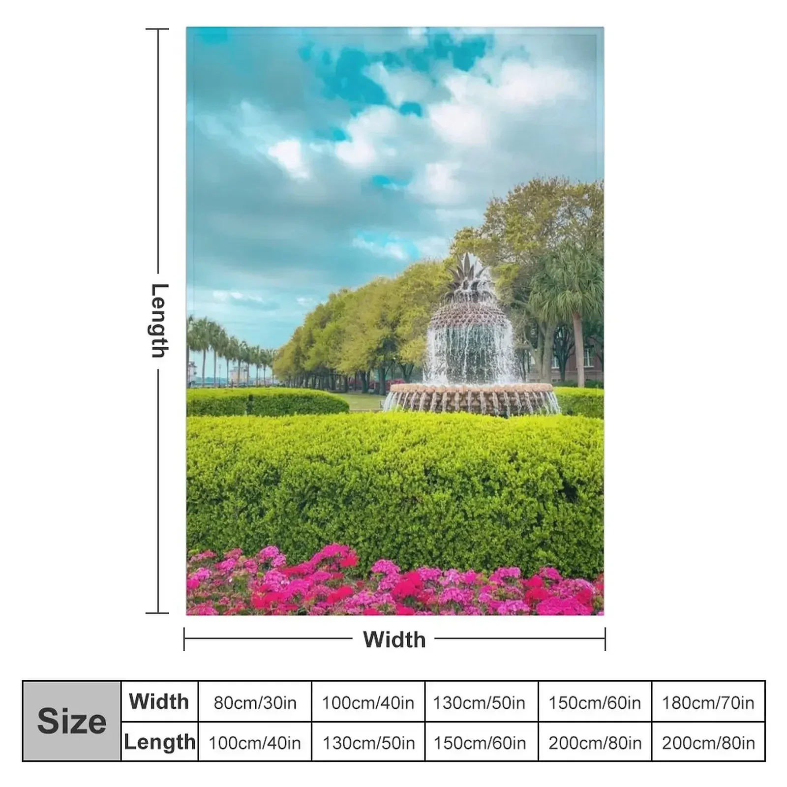 Waterfront Park and Pineapple Fountain, Charleston Throw Blanket couch cozy soft plush fuzzy picnic outdoor blanket