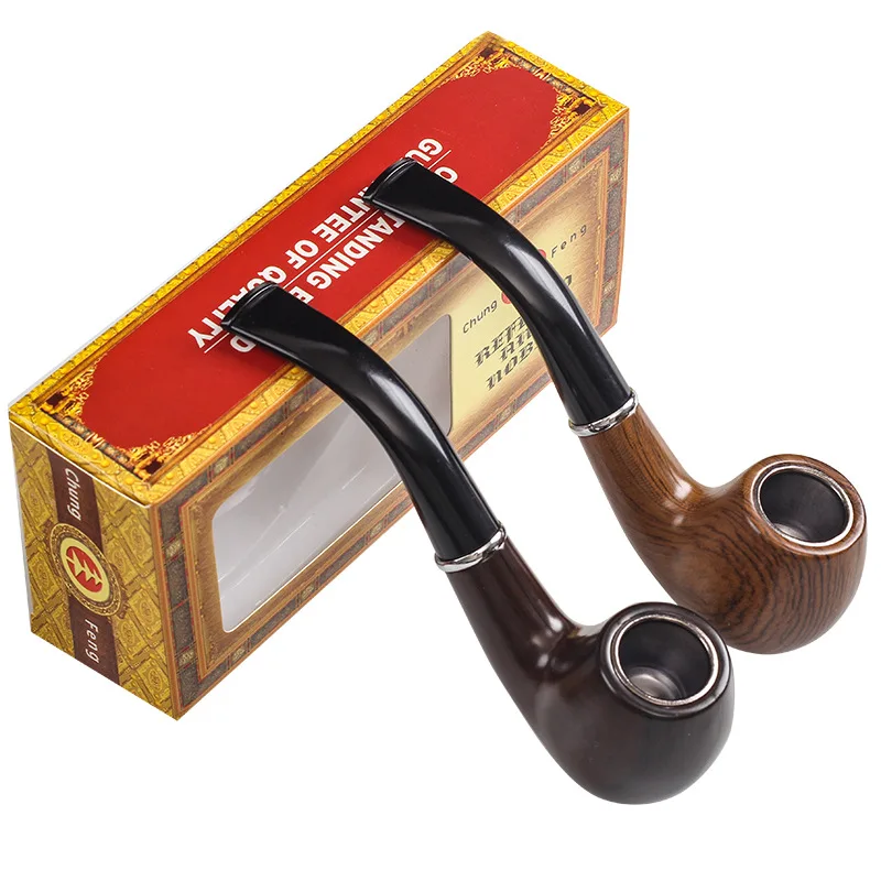 

Changfeng Imitation Ebony Bakelite Old-fashioned Men's Tobacco Pipe Wood Grain Polished Bent Tobacco Filter Pipe DetachableCF553