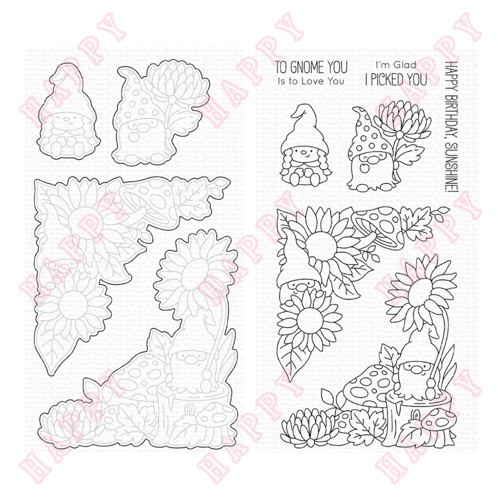 

DIY Craft Making Sunflower Gnomes Metal Cutting Dies Stamps Greeting Card Scrapbooking Decoration Embossing Template