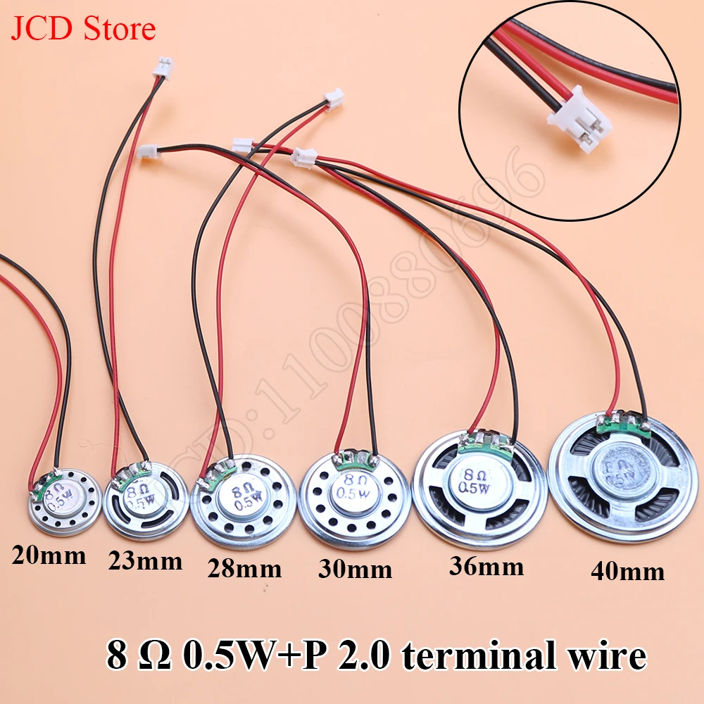 1 piece New ultra-thin speaker 8 ohms 0.5 watt speaker diameter 20/23/28/30/36/40/57mm PH2.0 terminal wire length 15CM