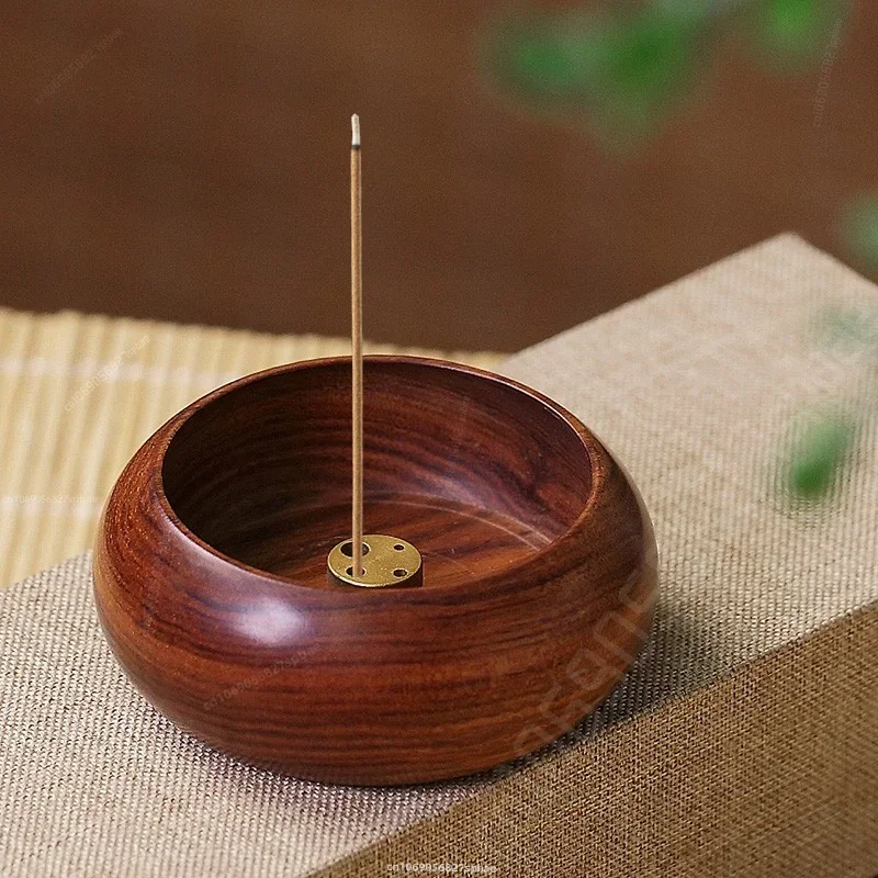 Wooden Bowl Type Mini Incense Holder Rosewood Incense Burner Stick Holder Bowl Shape Censer Home Decoration Smell Aromatic