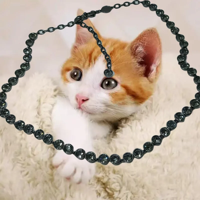 

2025 hot selling Imber Tennis round cut gray necklace cat personalized women's holiday party gift
