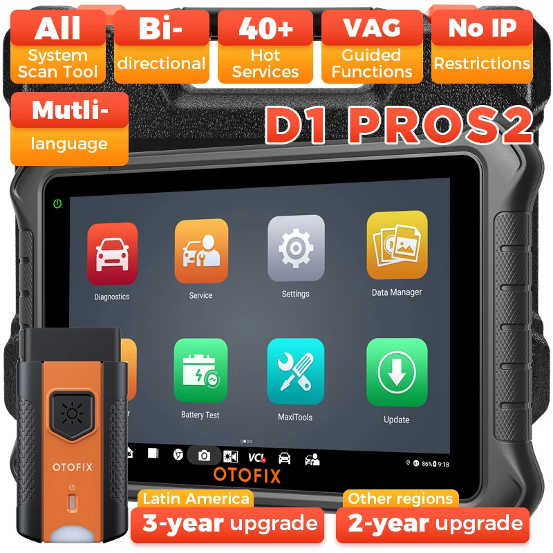 OTOFIX D1 PROS2 OBD2 Diagnostic Tool for All Vehicles, All OE Level System Diagnostics, ECU Coding, 40+ Service Functions, Bi-Directional Control, Auto Scan 2.0, CANFD & DOIP, 2-Year Update