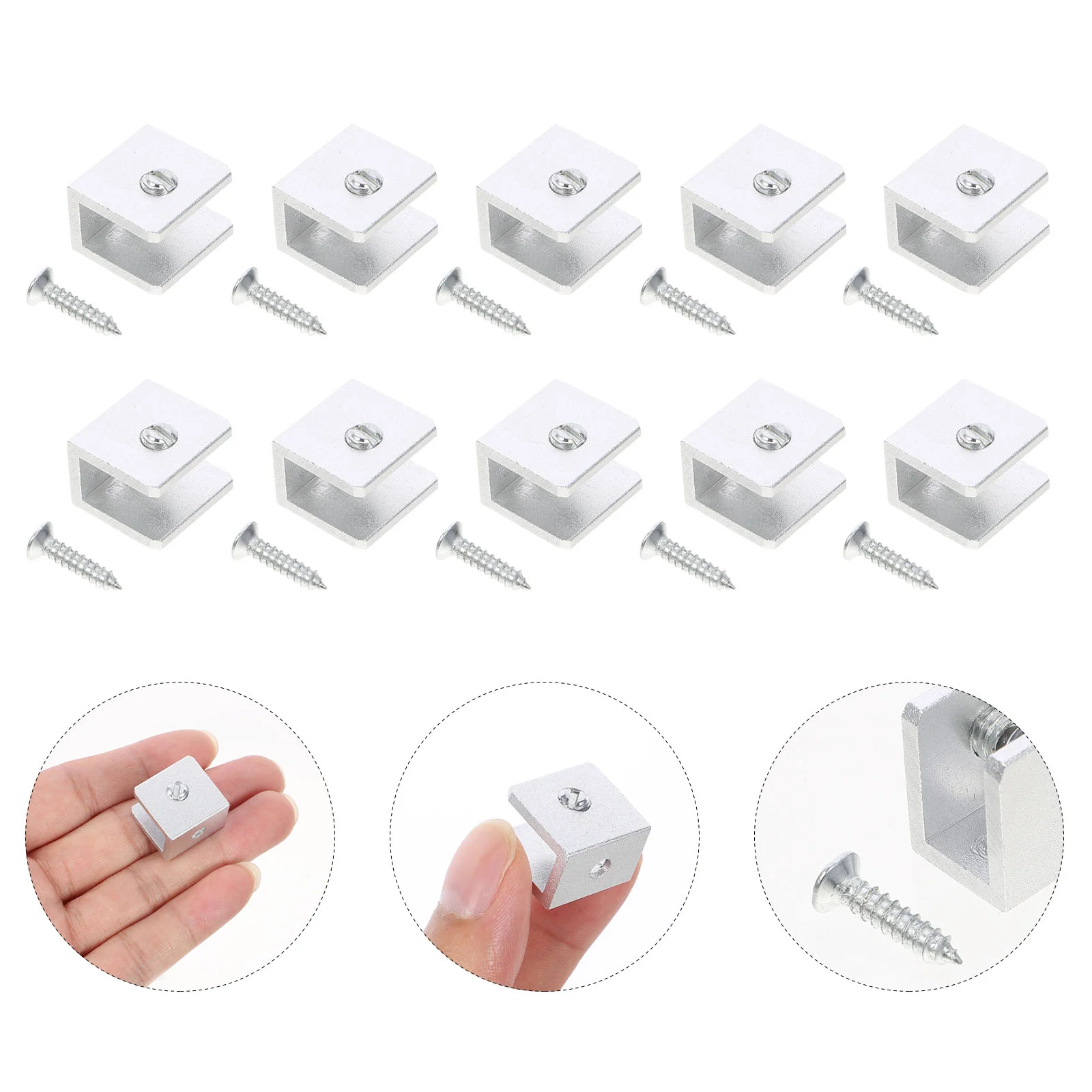 

10 Pcs Glass Shelf Clips Space Aluminum Anti Scratch Corrosion Resistant Mounting Brackets Strong Load Bearing Capacity