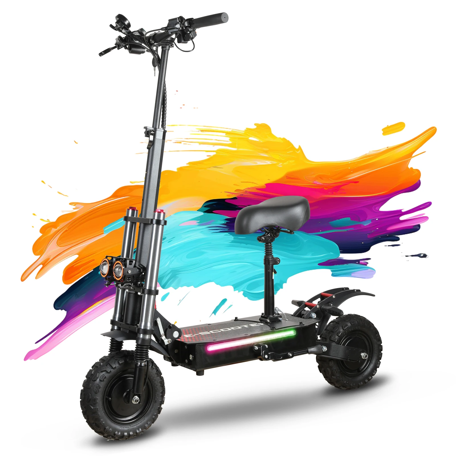 Electric Scooter for Heavy Adults Load 440lbs,Hydraulic Suspension 6000W Powerful Motor,Top Speed 50Mph Fast Electric Scooter