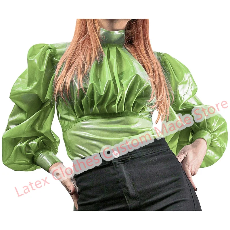 

Handmade Latex Top Rubber Suit Women Cosplay Costumes Tights Sexy Lingerie for Women Long Sleeve Coat Sizes XS-XXL