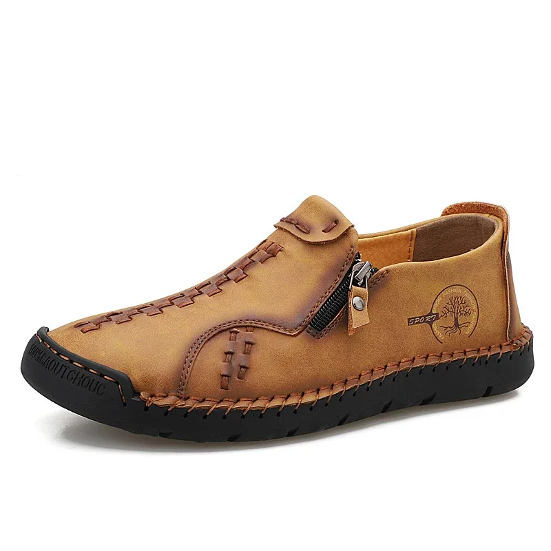 

100% Cowhide Men'S Shoes Hand-Sewn Casual And Fashionable Leather Shoes, Loafers, Breathable Walking Casual Men'S Shoes