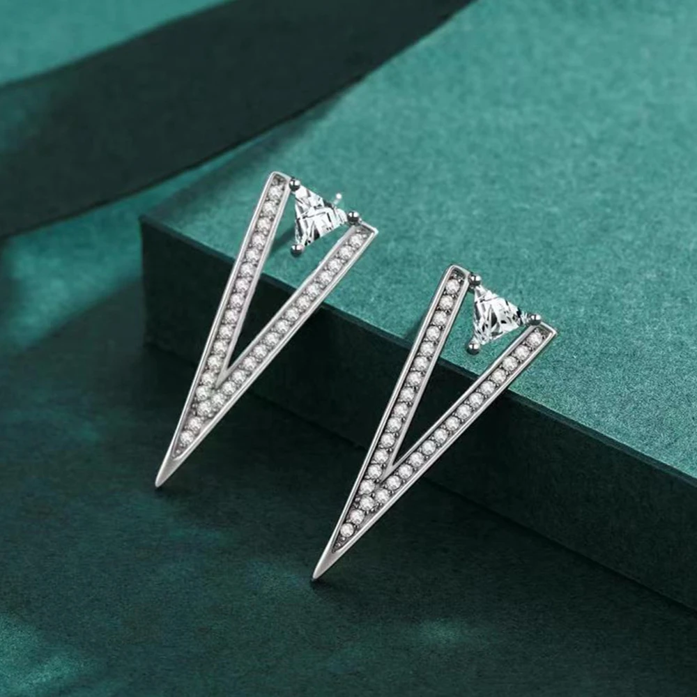 PuBang Fine Jewelry Real 925 Sterling Silver High Carbon Diamond Trillion Cut Stud Earrings for Women Wedding Gift Drop Shipping