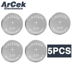 5PCS LIR2032H 3.7V 70mAh High Capacity Rechargeable Button Battery for Car Remote Watch Toy Lithium Batteries Coin Cell CR2032
