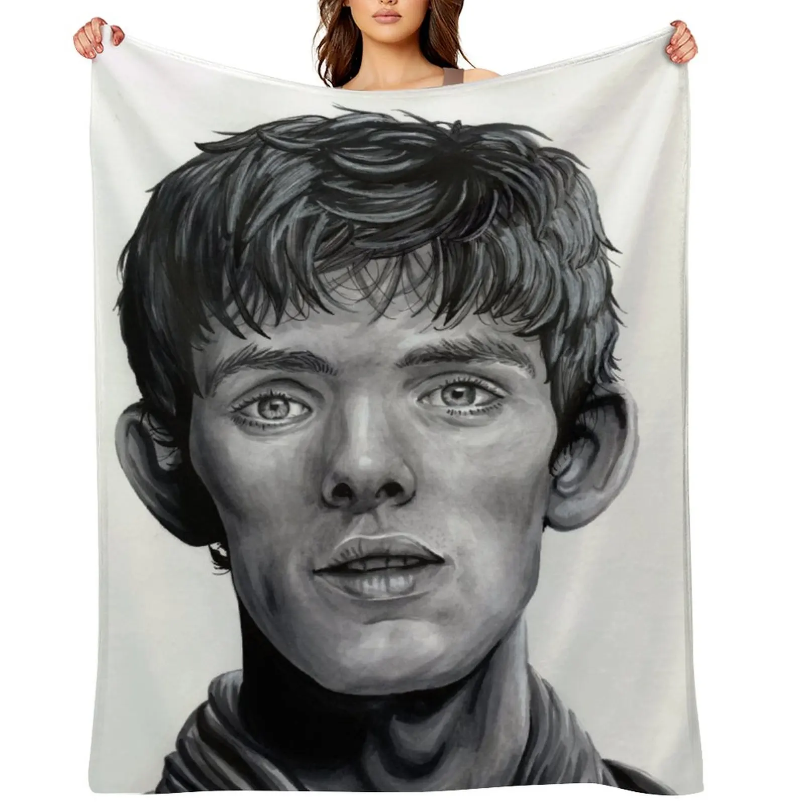 

Merlin Portrait BBC Throw Blanket Blankets Sofas Of Decoration manga Luxury St anime Blankets