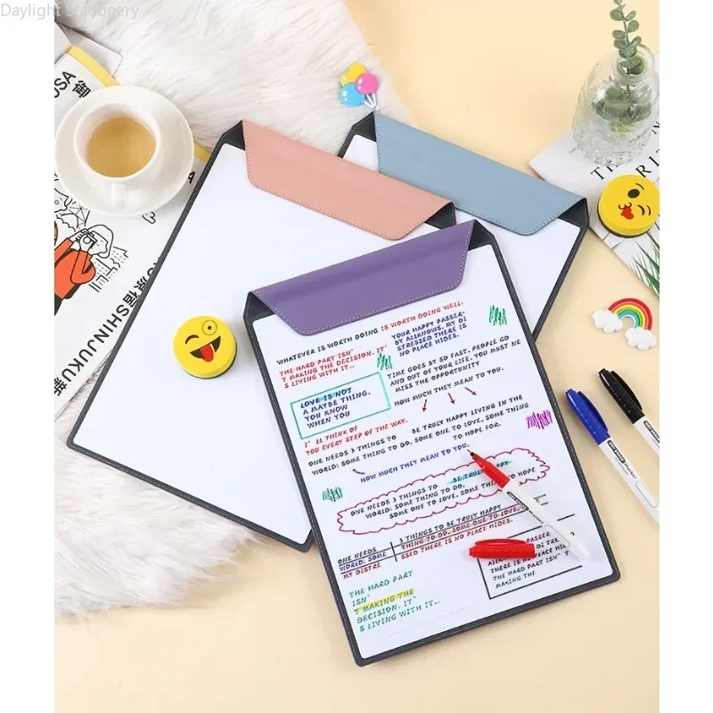 A4 Magnetic Whiteboard Clipboard Portable Writing Pad Reusable Dry Erase Board with Erasable Pen Drawing Demo Office File Clip