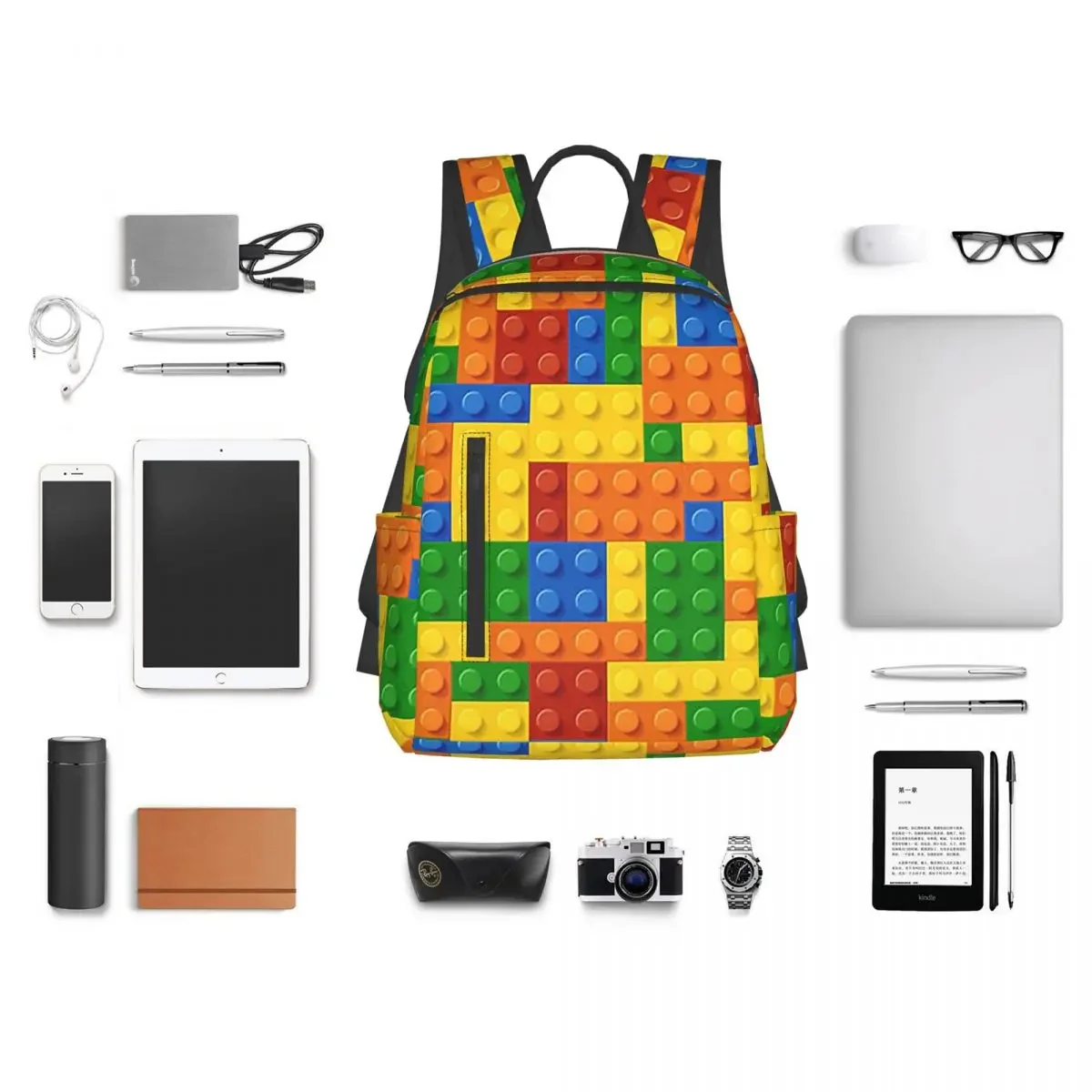 Building Blocks Construction Brick Backpack Student BookBag Kids School Bag Laptop Shoulder Bags Men Women view 5