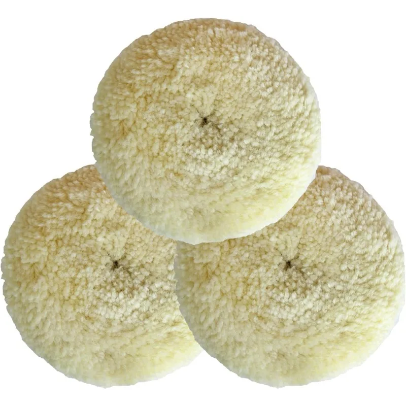 

Wool Buffing Pad Kit 7Inch 3PCS, 100% Natural Wool Car Auto Hook and Loop Grip Buffing Pad for Compound Cutting & Polishing