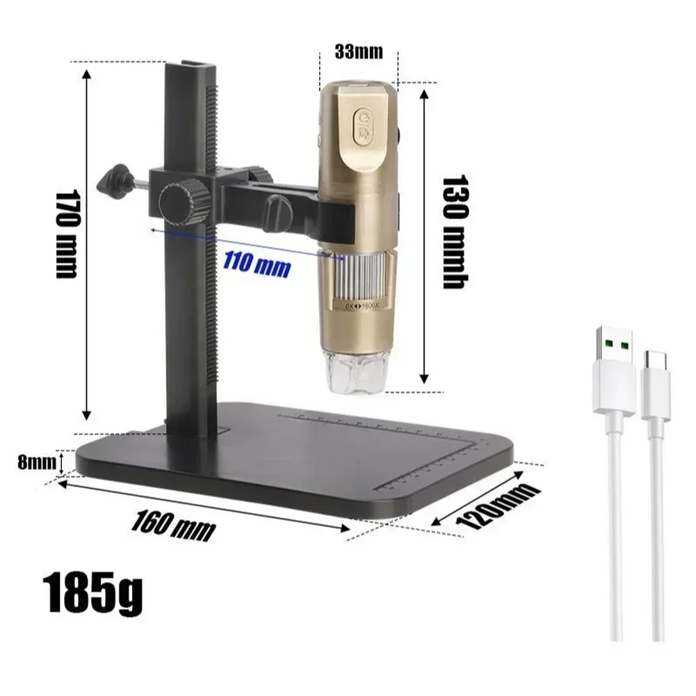 

800W WiFi Digital Microscope with 8 LED Lights and Adjustable Magnification from 50x to 1000x for Skin and Electronics