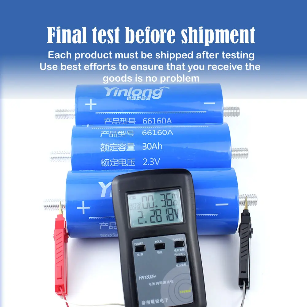 

Yinlong 2,3 В 66160 LTO 40 Ач литий-титанатный аккумулятор 40 Ач 35 Ач LTO Макс. 10C 400A Разряд для аудио высокой мощности