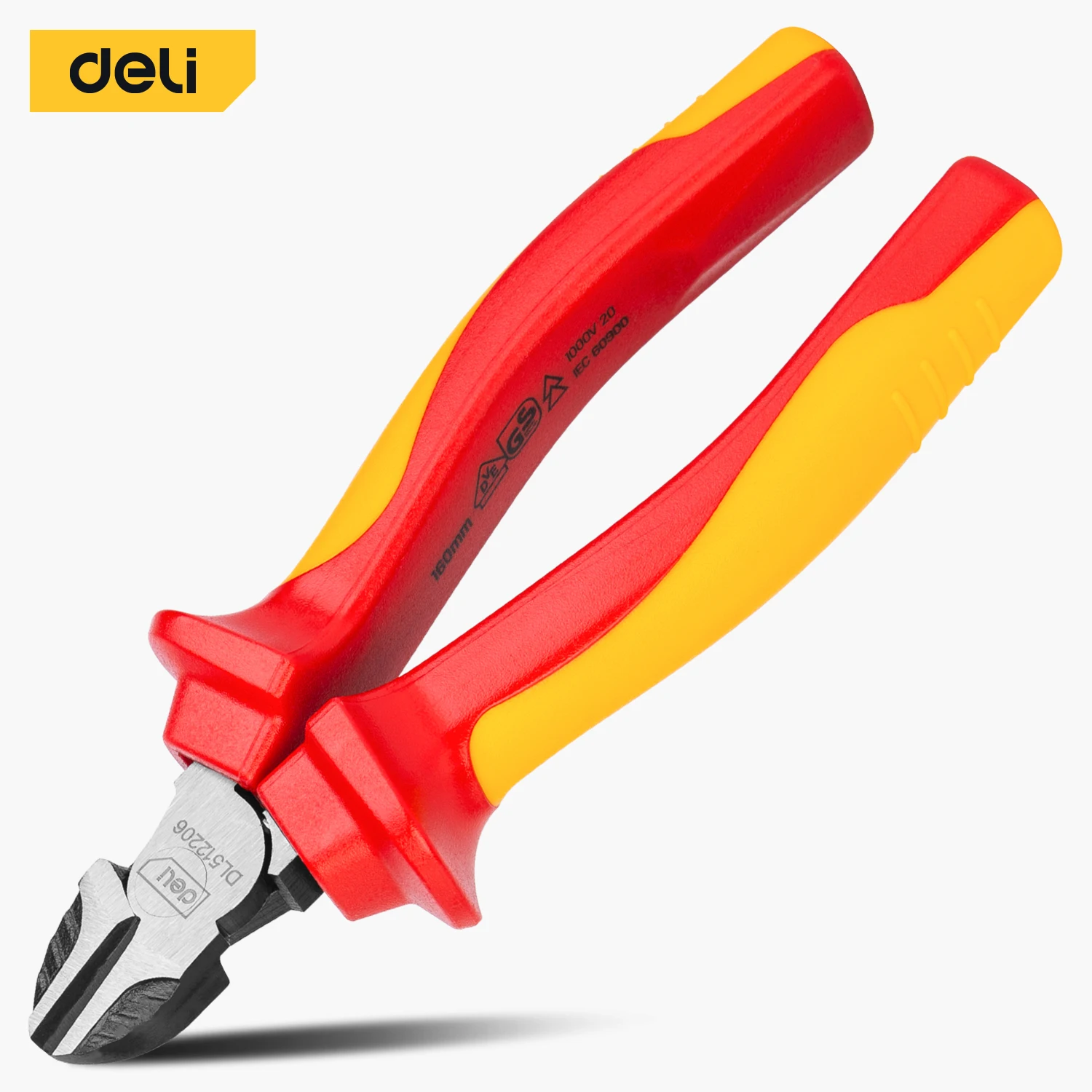 Deli Insulated Labor-saving Diagonal Cutting Pliers Cr-V Steel Wire Cutters Long Nose Pliers Hand Tool