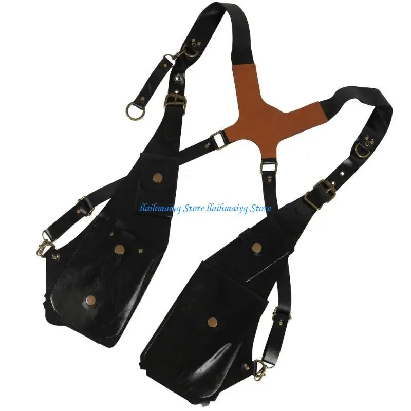 573B Men Women Hiddens Underarm Strap Wallet Phone Wallets Phone Holsters Bag PU Leather Shoulder Harness Bag for Outdoor