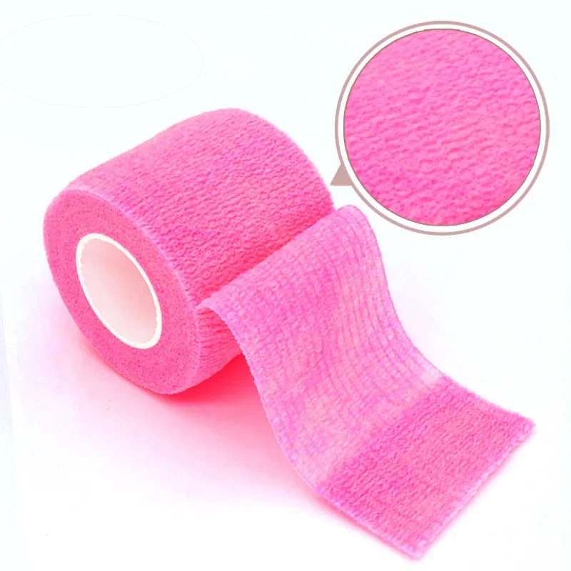 Hot Pink Self-Adhesive Elastic Bandage Anti-Slip Tattoo Grip Cover Disposable Athletic Nonwoven Wrap 1/6/12/24/32/48Pcs