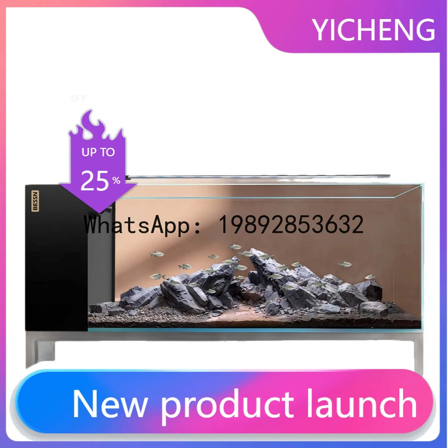 

Side filter fish tank living room dry and wet separation beisen gold crystal five-line ultra-white tank