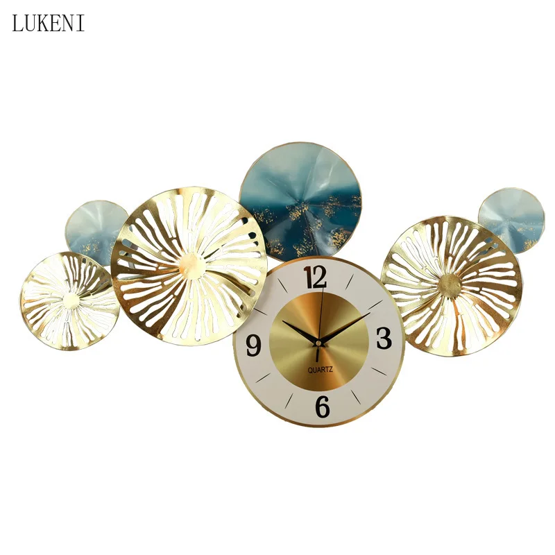 

New Chinese Porch Pendant Wrought Iron European Style Living Room Interior Decoration Wall Clock Panel Decoration Creative Home