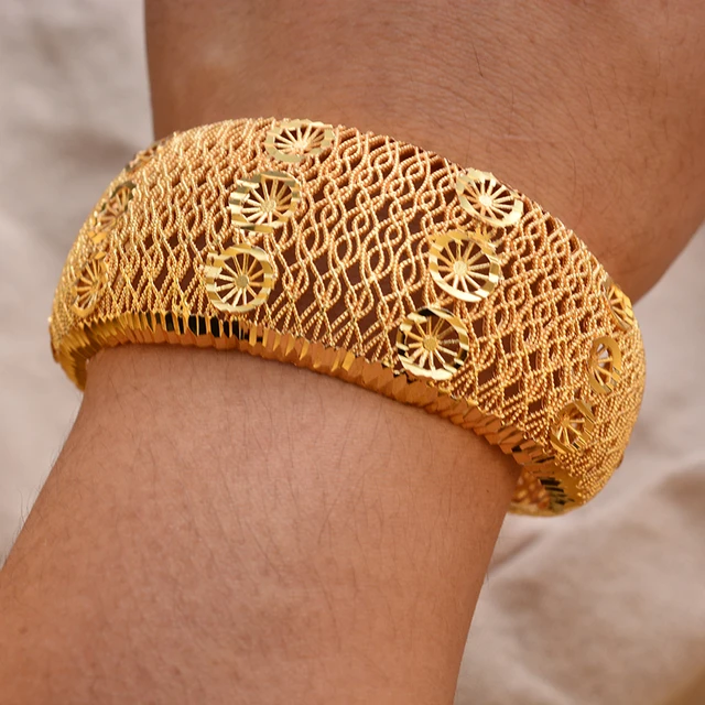 Turkish Gold Plated Bangles for Men Women Chain Arabic Totem Design Wide Pattern Wedding Jewelry AliExpress