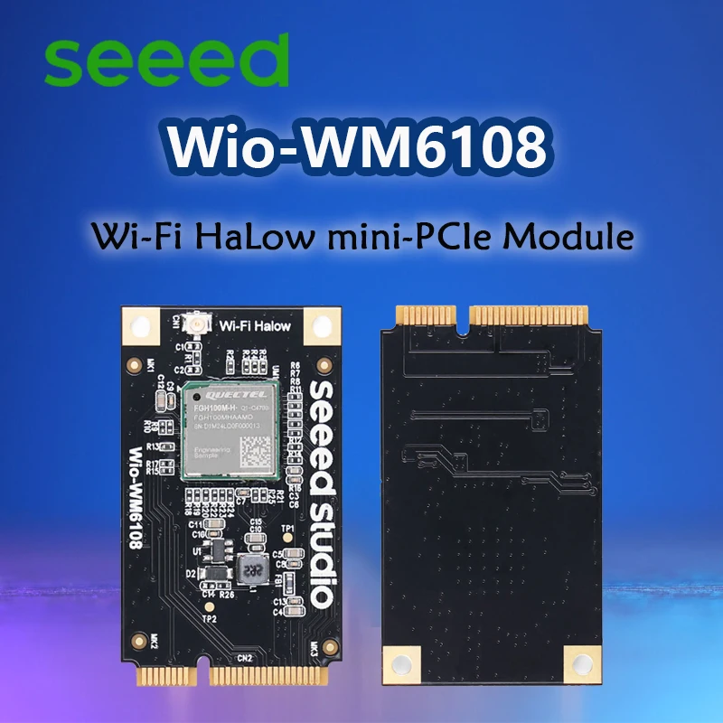 

Seeed Wio-WM6108 Wi-Fi HaLow mini-PCIe Module, FGH100M-H, 902-928 MHz, IEEE 802.11ah, Low Power Consumption