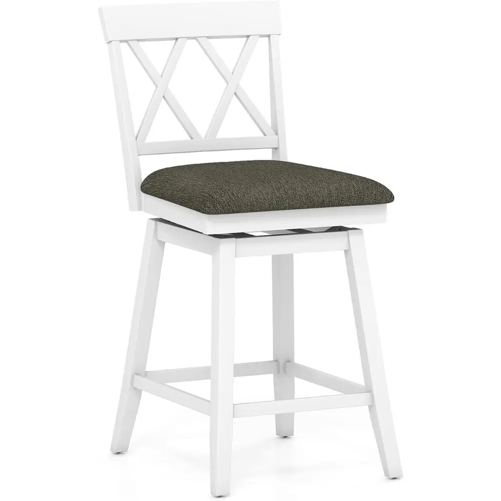 

Барный стул с поворотным механизмом, высотой 24 дюйма, эргономичной спинкой, мягким сиденьем и конструкцией из массива дерева