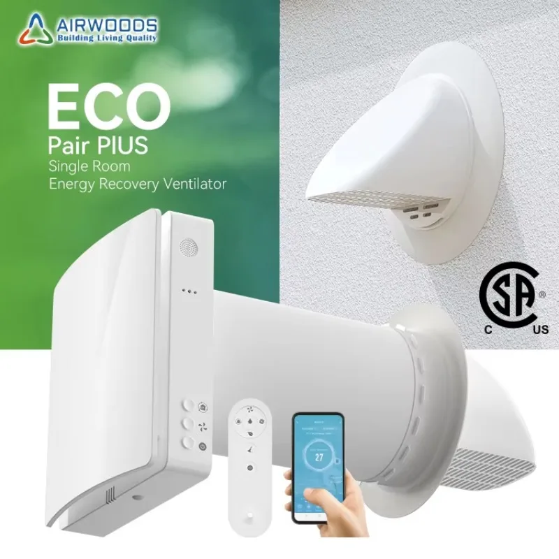 

Air Exchanger Fresh Air Ventilation System WIFI Control Linkage Control House Air Filtration Hrv System 30 ㎡ Room