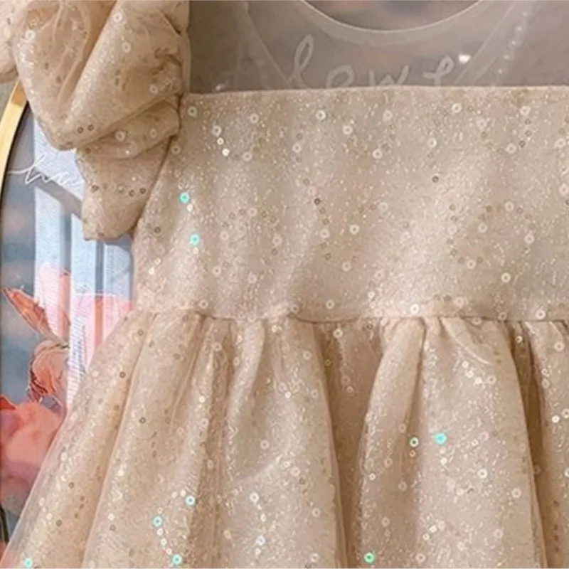 Fashion Baby Girl Princess Sequins Tutu Dress Short Puff Sleeve Child Vestido Party Pageant Birthday Xmas Baby Clothes 1-12Y