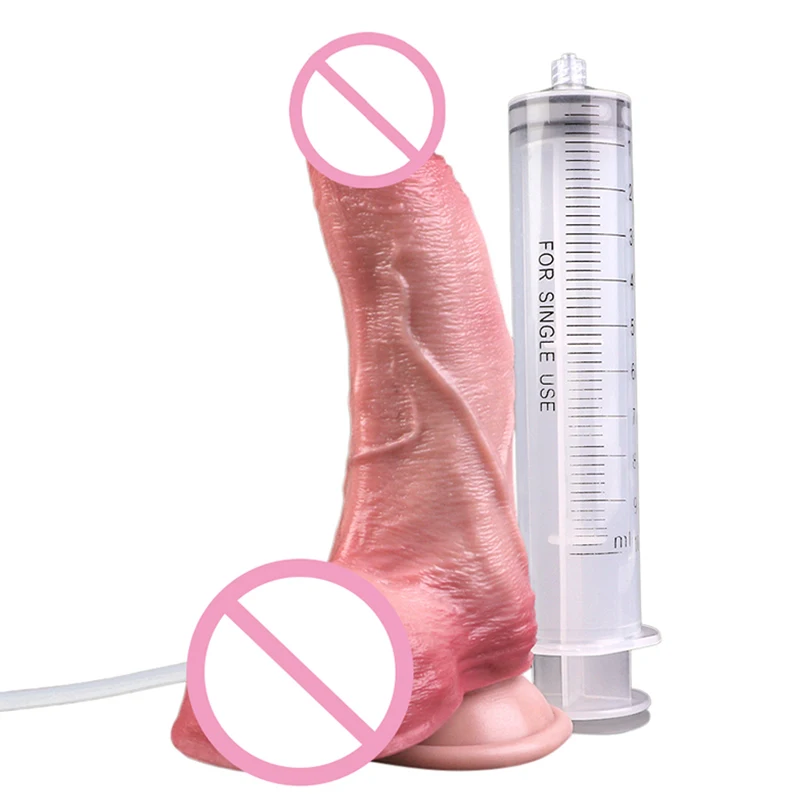 18*4cm 'Humpback' Curved Realistic Penis Nude Silicone Squirt Dildo Spray Dick Women Masturbator Sex Toys for Pussy Prostate Ass