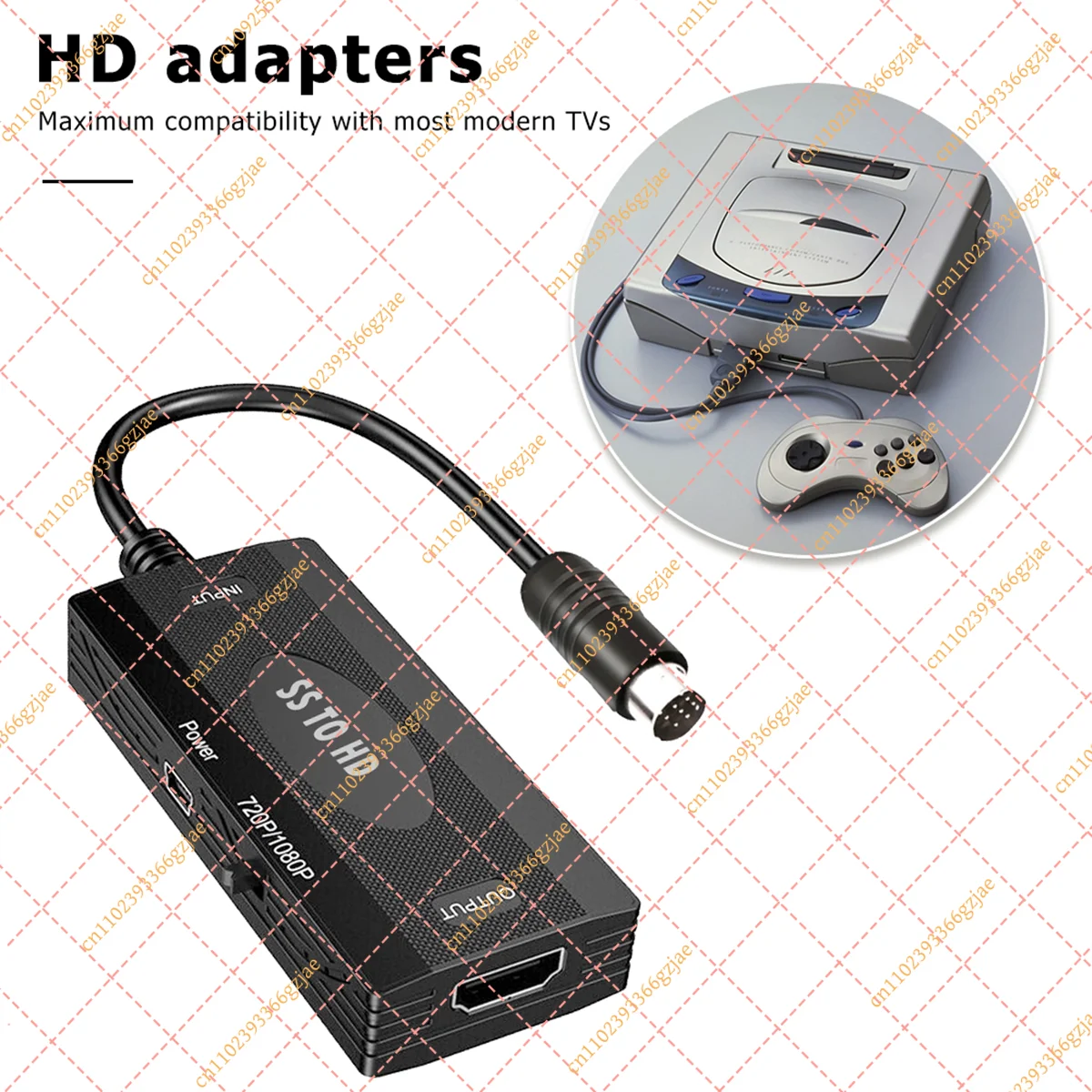 N-B63C Portable SS to HDMI-Compatible Converter for Sega Saturn Consoles HD TV Adapter