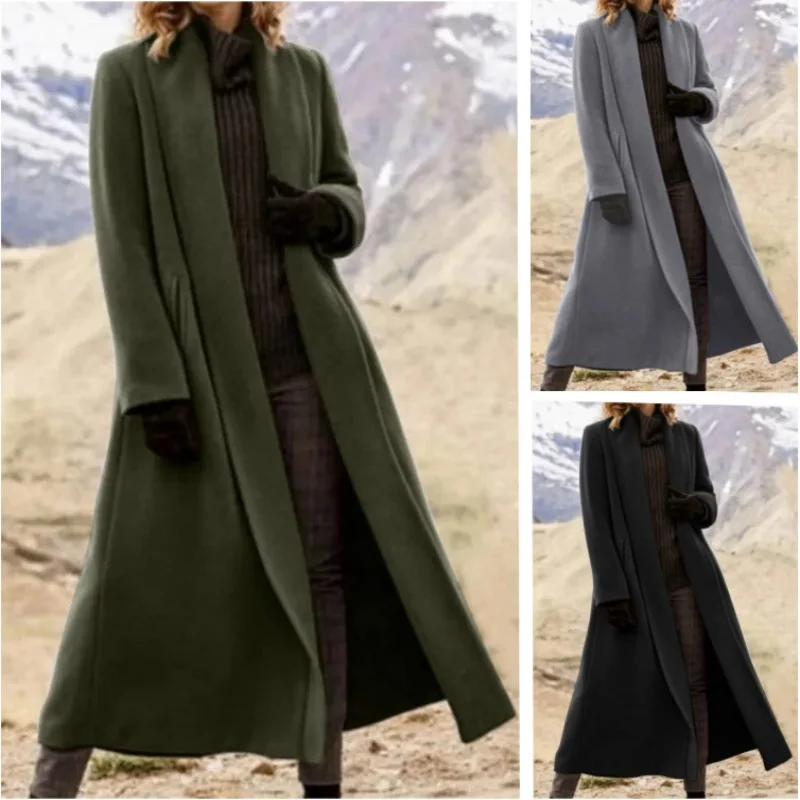 

Oversized Jacket Women Warmth Windbreaker Loose Solid Long Coat Autumn Winter Streetwear Trench Office Lady Topcoat Large Size