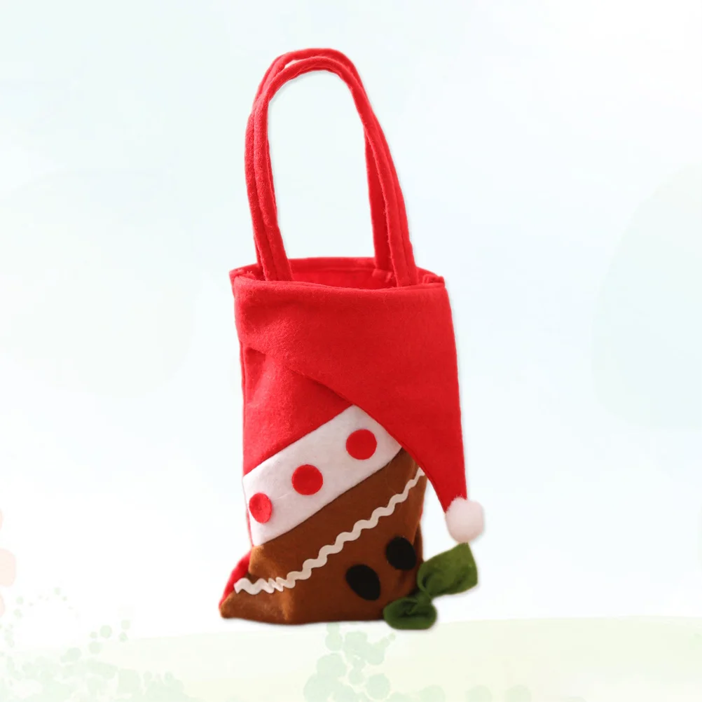 

Kids Christmas Candy Bag Gingerbread Man Portable Handbag Gift Bag Handle Holiday Party Favor Christmas Candy Pouch