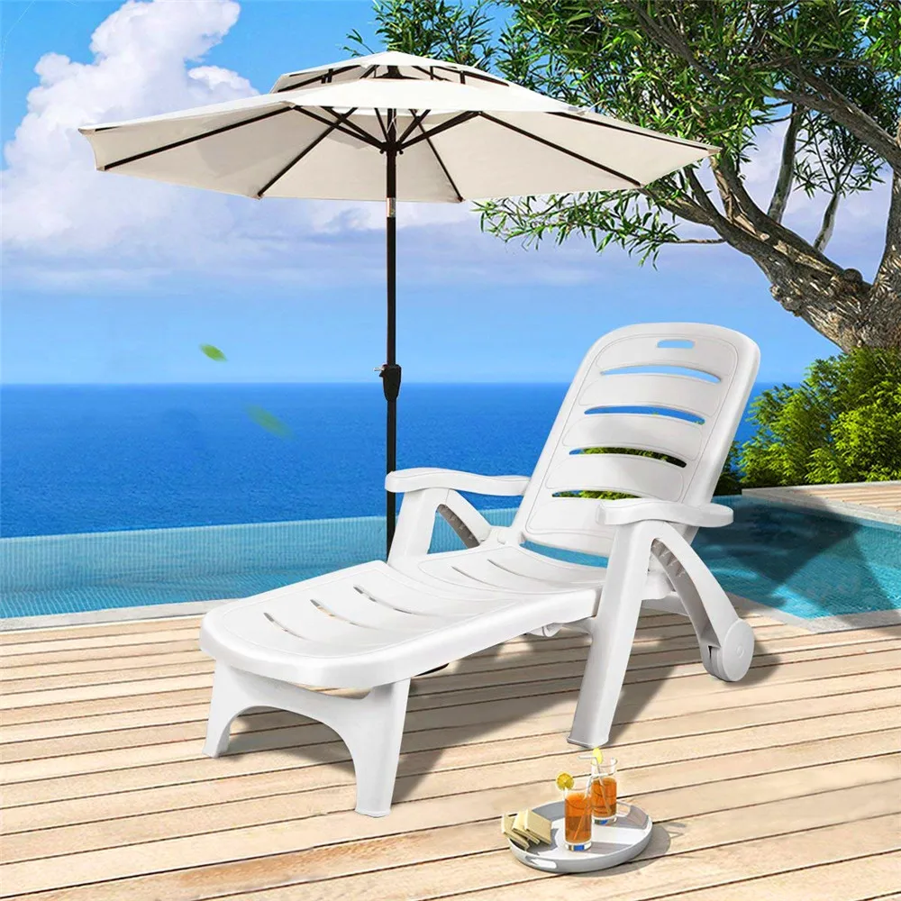 Chaise de plage pliante en plastique, chaises longues, meubles de loisirs extérieurs, chaises à coussin, Davey