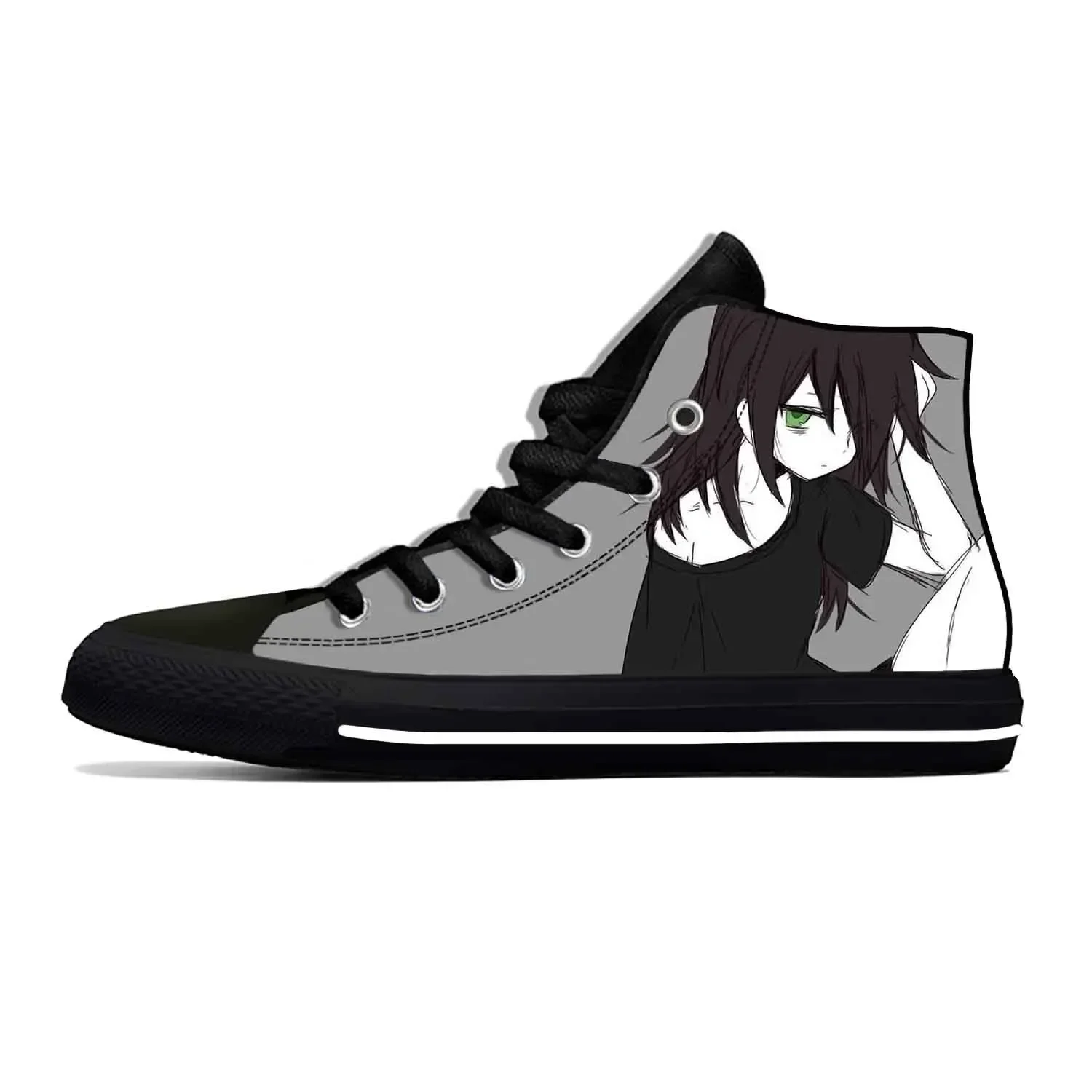 Japanese Anime Manga Comic Watamote Kuroki Tomoko Casual Cloth Shoes High Top Lightweight Breathable 3D Print Men Women Sneakers