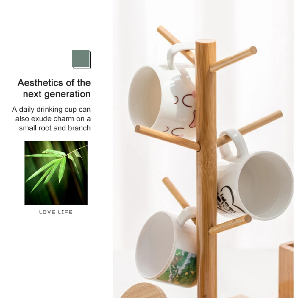 Tree Shape Coffee Tea Cup Holder Stand Home Kitchen Mug Hanging Display Rack Wood Storage Drinkware Shelf Home Storage