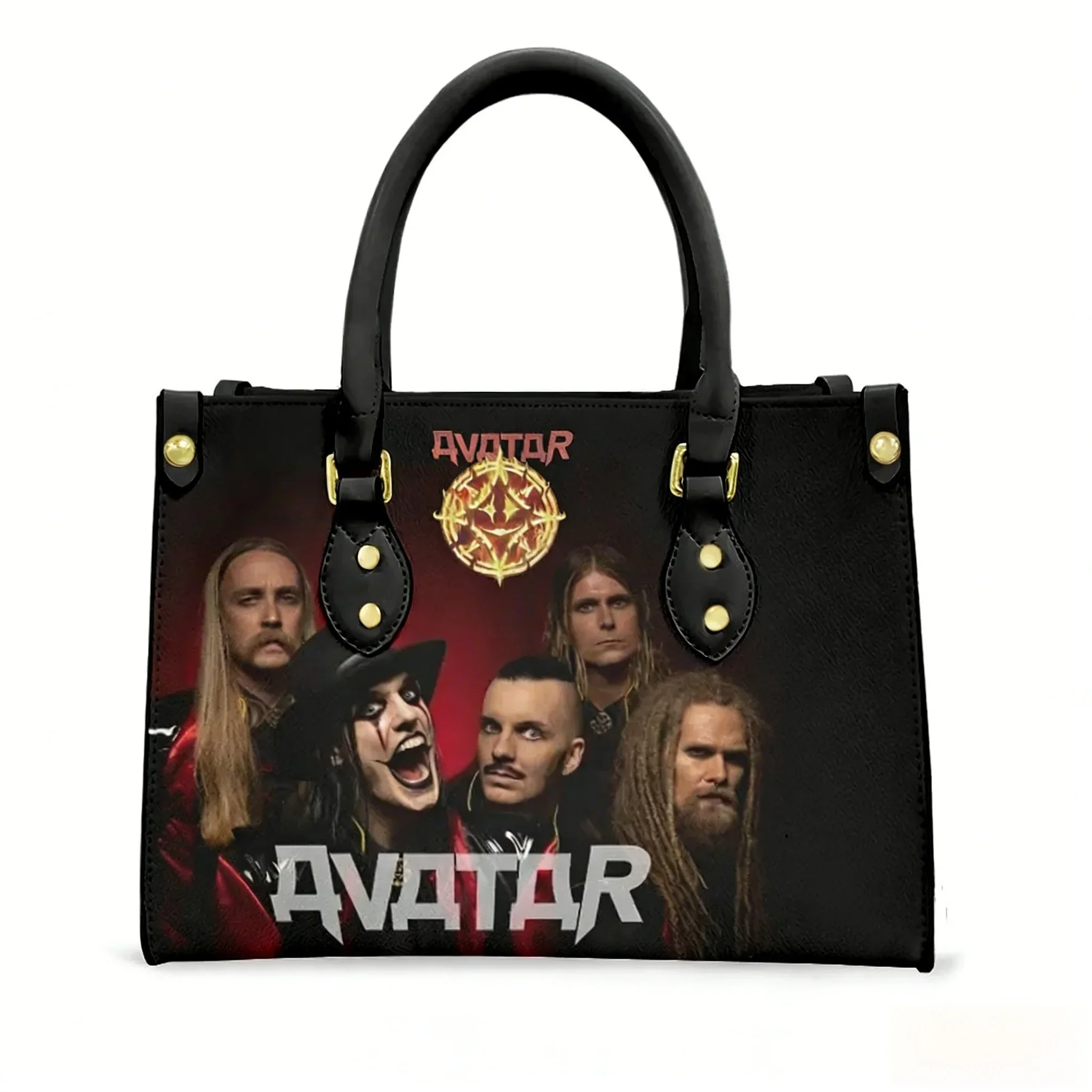 

Avatar Heavy Metal Rock Band Tote Bag Purse Womens Mens Personalized Text Image PU Leather Handbag Business Shopping Gift Bags