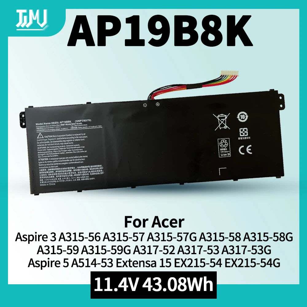 AP19B8K AP19B5K Battery for Acer Aspire 3 A315-56 A315-57G A315-58 A315-59G A317-52 A317-53 Aspire 5 A514-53 Extensa 15 EX215-54