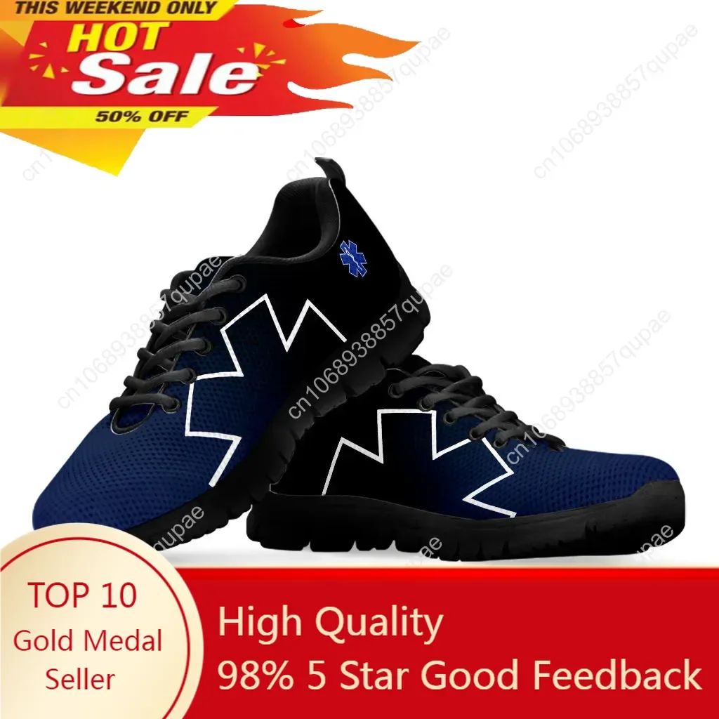 

Paramedic EMT EMS Print Flats Shoes For Female Unisex Worker Sneakers Women Lightweight Nursing Shoes Zapatos Mujer