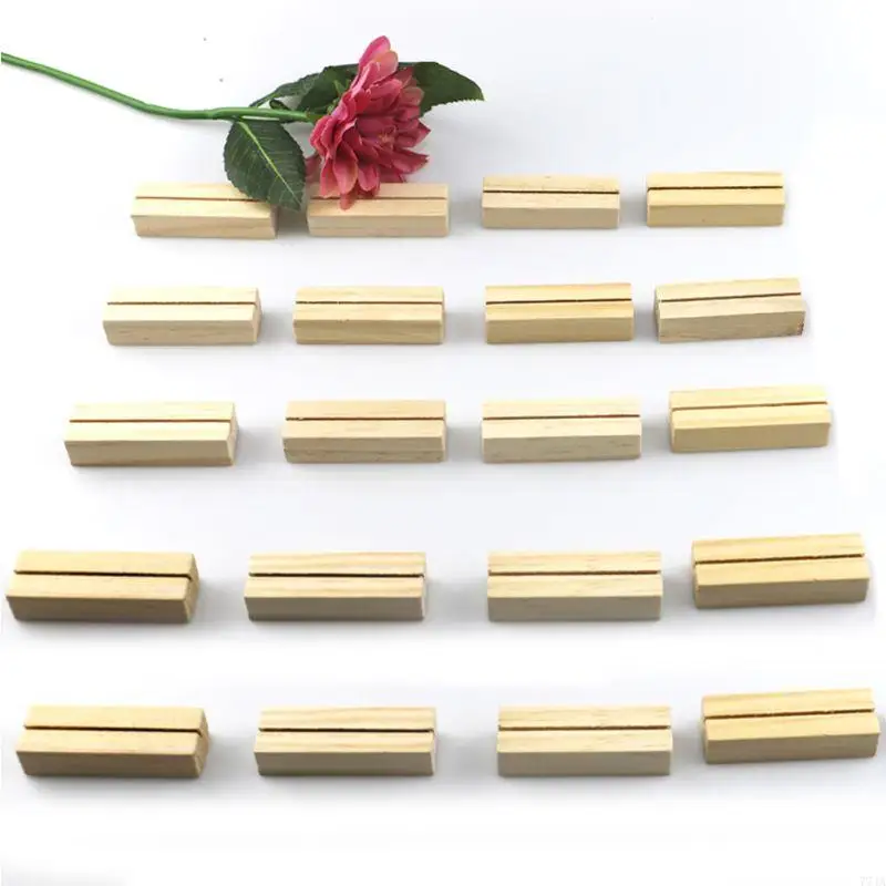 77JA 20PCS Tên gỗ tự nhiên Memo clip ảnh có danh sách trang web dành cho máy tính để bàn