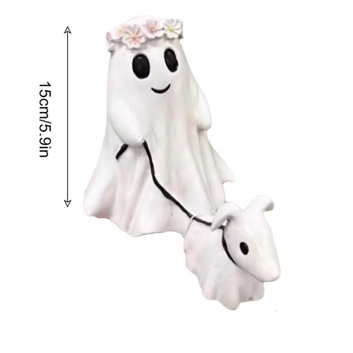 Estatua de perro fantasma para caminar, guirnalda bonita para Halloween, adorno de decoración para caminar