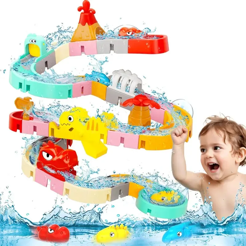 

DIY Building Water Slide Tracks BaBy Bath Toys Wall Track Building Set Spray Water Toys for Kids, Outside Pool Bathtub Toys