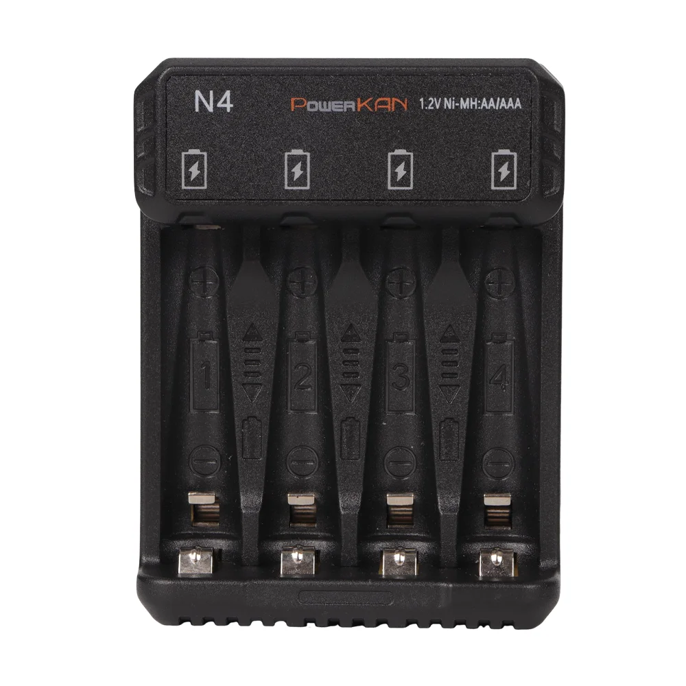 POWERKAN N4 battery charger LED charging display Supports 1~4 1.2V Ni-MH/Cd AA AAA batteries to be charged simultaneously