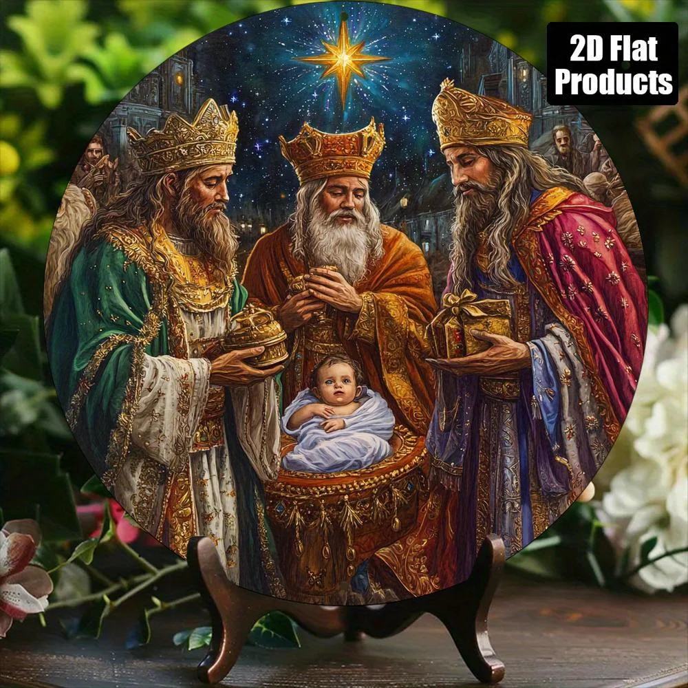 Waterproof Durable Aluminum Wall Art, 2D Flat Nativity Star Vintage Christian Decor for Living Room Office Church, CIFBUY