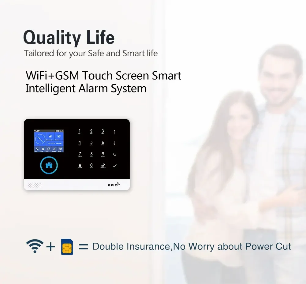 Sistema de alarma GSM para seguridad del hogar, Sensor de puerta, Detector de humo, compatibile con Control por aplicaciion Smart
