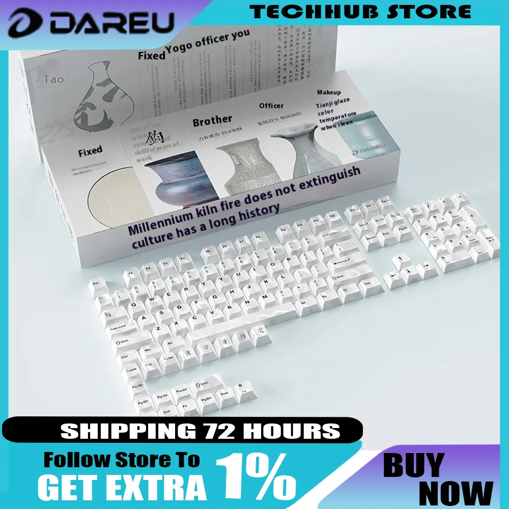 

Dareu A75 He Mechanical Keyboard Ceramic Keycaps Smooth Glazed Surface 123keys Durable Custom Gaming Keyboard Accessories