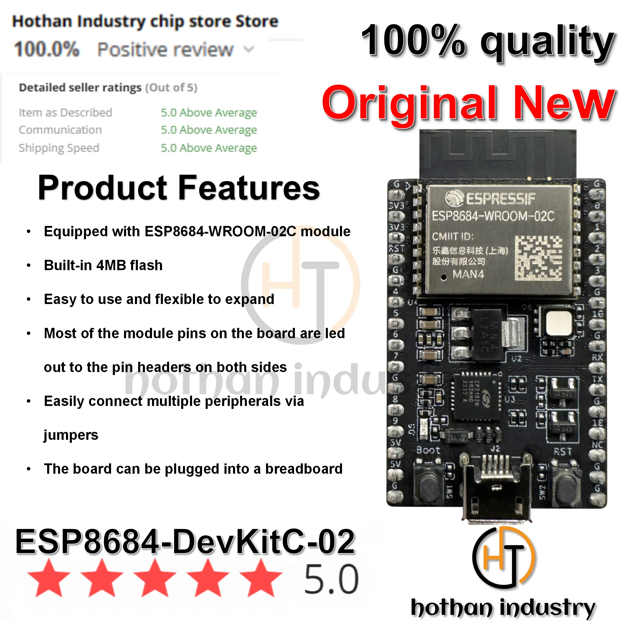 （1PCS）100% NEW ESP8684-DevKitC-02 This board integrates complete Wi-Fi and Bluetooth LE functions.