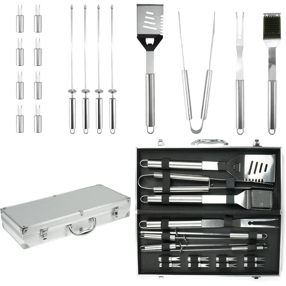 

16-Piece BBQ Grill Tools Set with Aluminum Carrying Case for Outdoor Barbecue Accessories