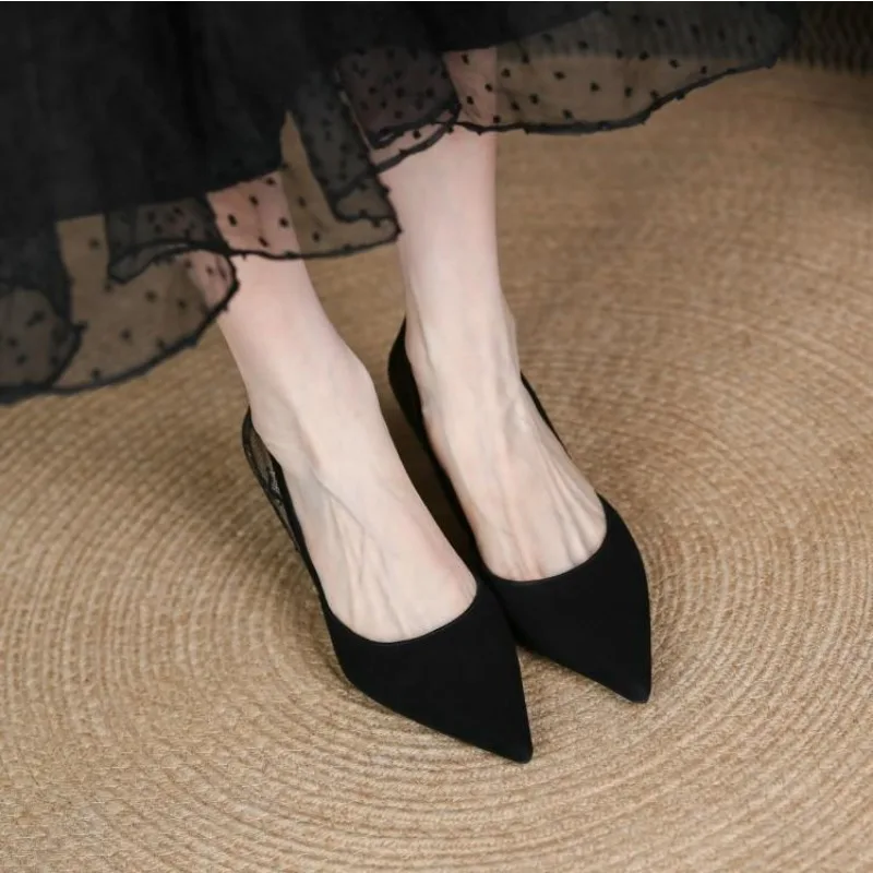 Women Pointed Toe High Heels Sandals Sexy Lace Woman Shoes Fashion Party Wedding Thin Heel Woman Pumps Office Party Shoes